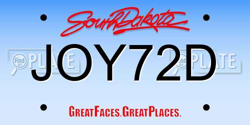JOY72D South Dakota License Plate