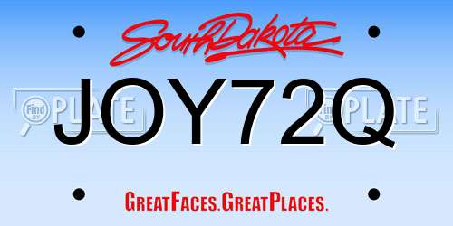 JOY72Q South Dakota License Plate