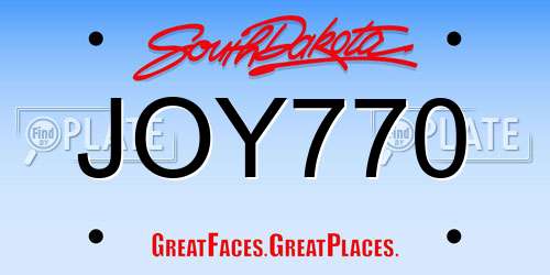 JOY770 South Dakota License Plate