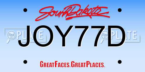 JOY77D South Dakota License Plate