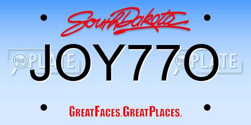 JOY77O South Dakota License Plate