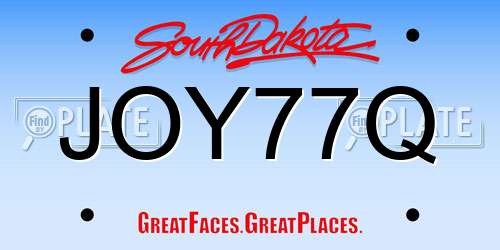 JOY77Q South Dakota License Plate