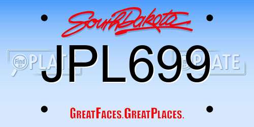 JPL699 South Dakota License Plate