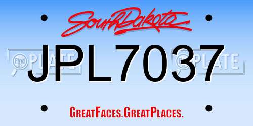 JPL7037 South Dakota License Plate