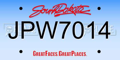 JPW7014 South Dakota License Plate