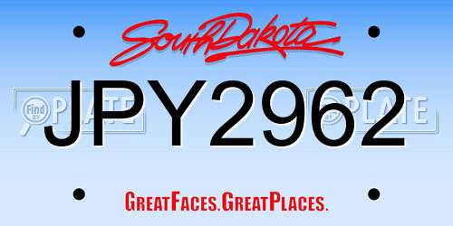 JPY2962 South Dakota License Plate