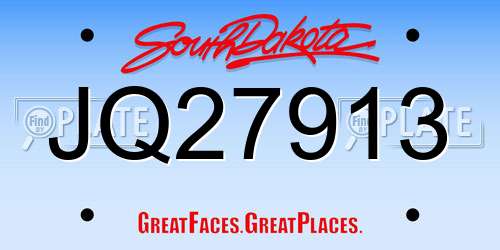 JQ27913 South Dakota License Plate