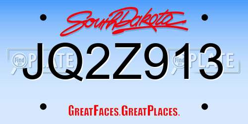 JQ2Z913 South Dakota License Plate