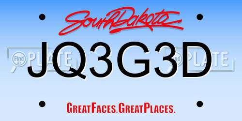 JQ3G3D South Dakota License Plate