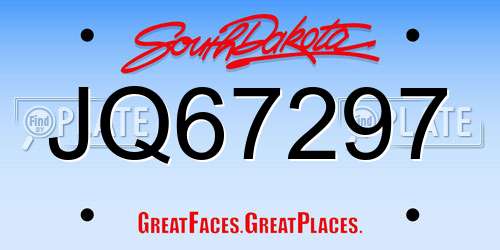 JQ67297 South Dakota License Plate