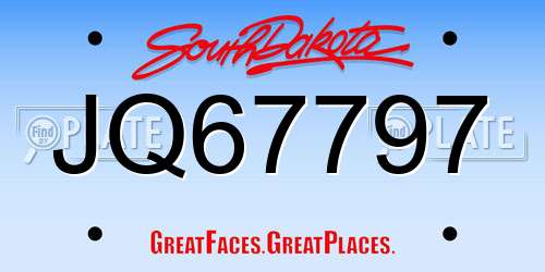 JQ67797 South Dakota License Plate