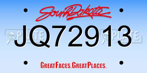 JQ72913 South Dakota License Plate