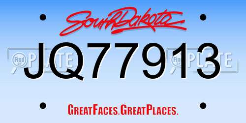JQ77913 South Dakota License Plate