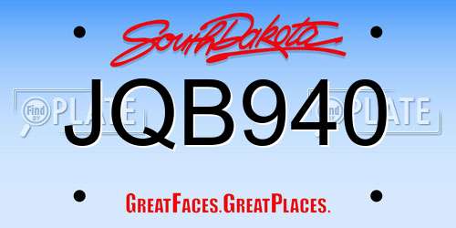JQB940 South Dakota License Plate