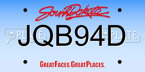 JQB94D South Dakota License Plate