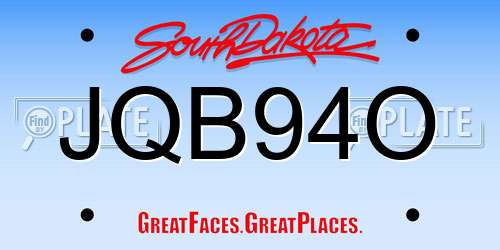 JQB94O South Dakota License Plate