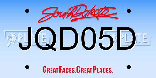 JQD05D South Dakota License Plate