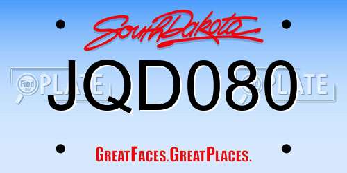 JQD080 South Dakota License Plate