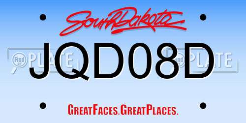 JQD08D South Dakota License Plate