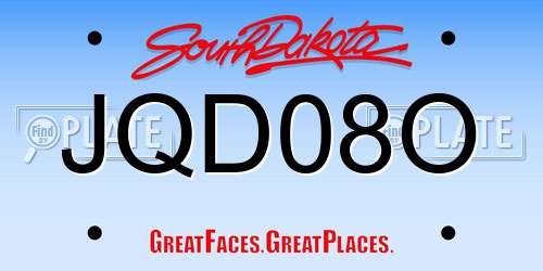 JQD08O South Dakota License Plate