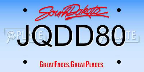 JQDD80 South Dakota License Plate