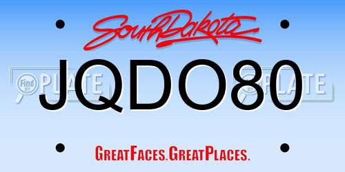 JQDO80 South Dakota License Plate
