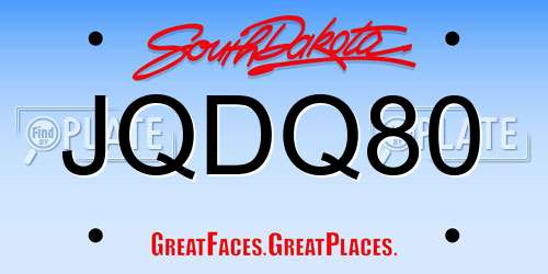 JQDQ80 South Dakota License Plate