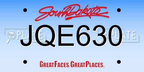 JQE630 South Dakota License Plate