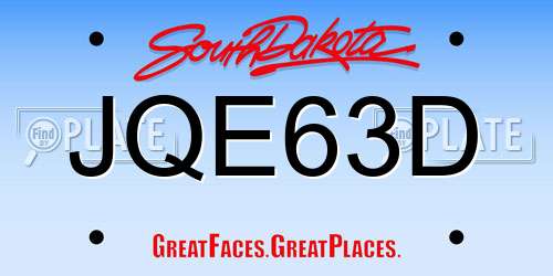 JQE63D South Dakota License Plate