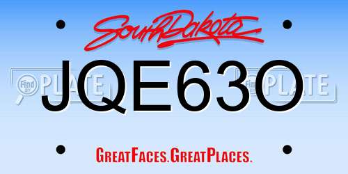 JQE63O South Dakota License Plate