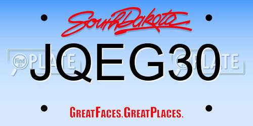 JQEG30 South Dakota License Plate