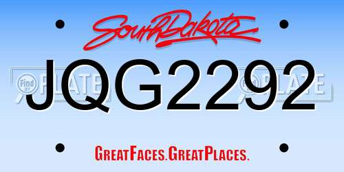 JQG2292 South Dakota License Plate
