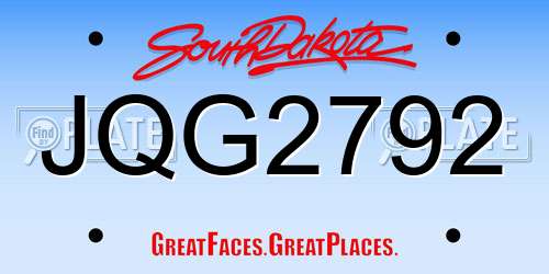 JQG2792 South Dakota License Plate