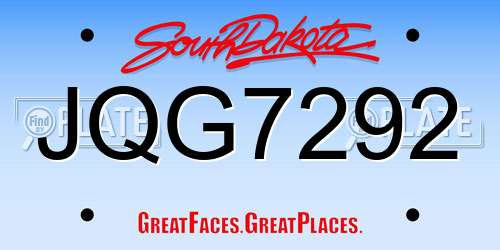 JQG7292 South Dakota License Plate