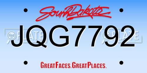 JQG7792 South Dakota License Plate