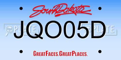 JQO05D South Dakota License Plate