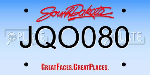 JQO080 South Dakota License Plate