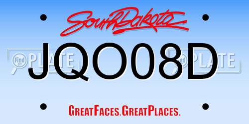 JQO08D South Dakota License Plate