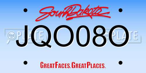 JQO08O South Dakota License Plate