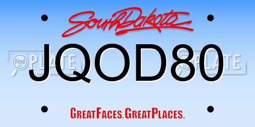 JQOD80 South Dakota License Plate