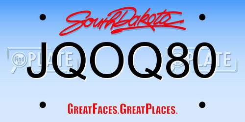 JQOQ80 South Dakota License Plate