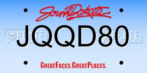JQQD80 South Dakota License Plate