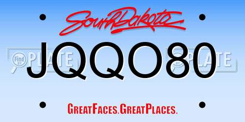 JQQO80 South Dakota License Plate