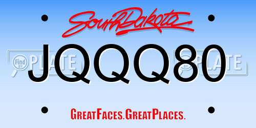 JQQQ80 South Dakota License Plate