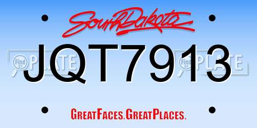 JQT7913 South Dakota License Plate