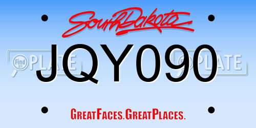 JQY090 South Dakota License Plate