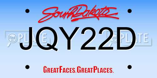 JQY22D South Dakota License Plate