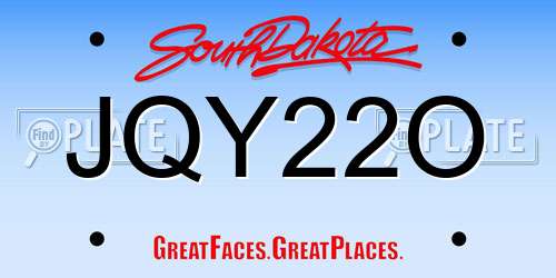 JQY22O South Dakota License Plate