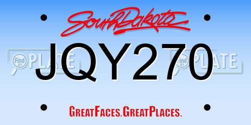 JQY270 South Dakota License Plate