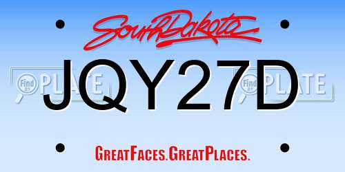 JQY27D South Dakota License Plate
